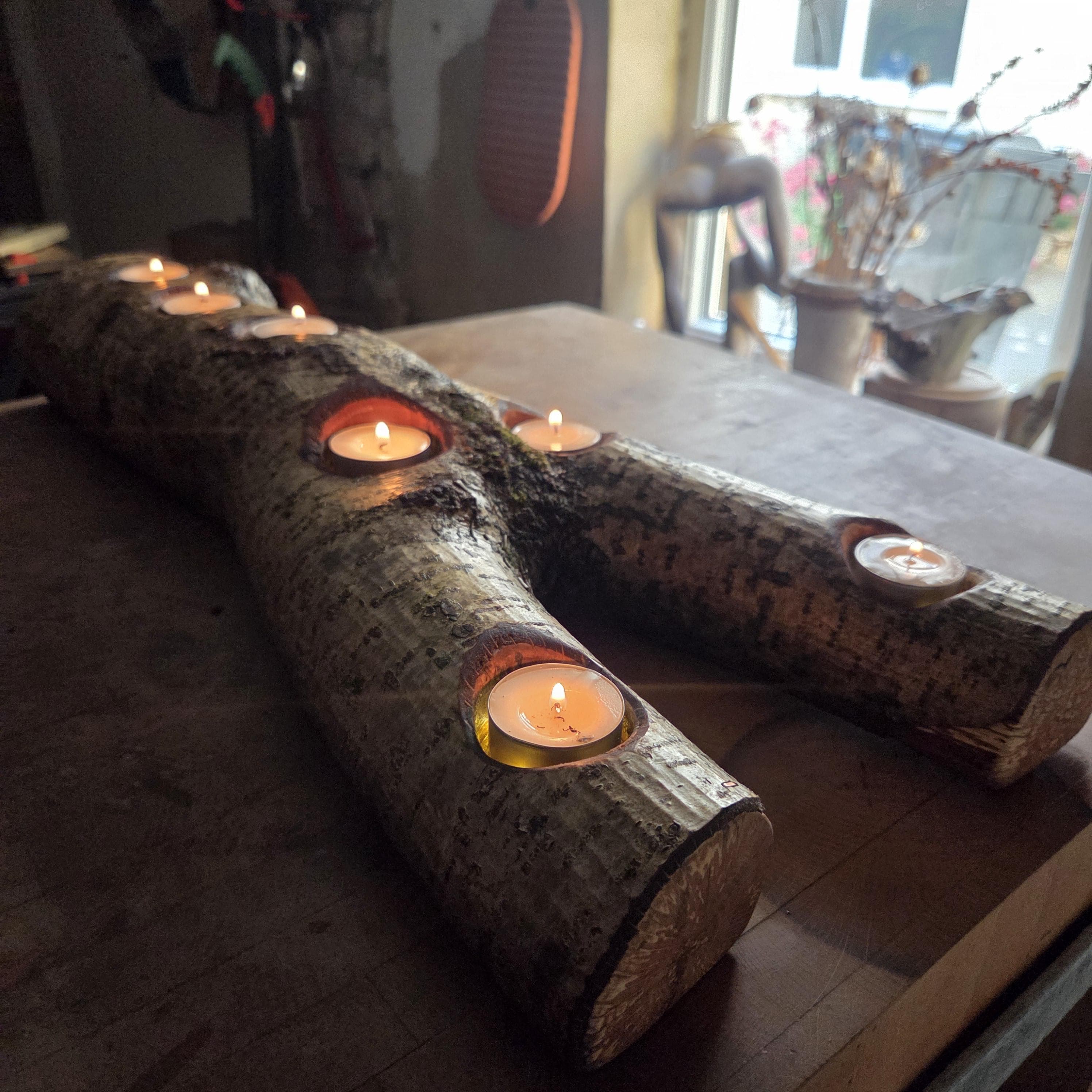 Rustic Wooden Centrepiece |  Rustic Earthy Decor by Bough & Burrow