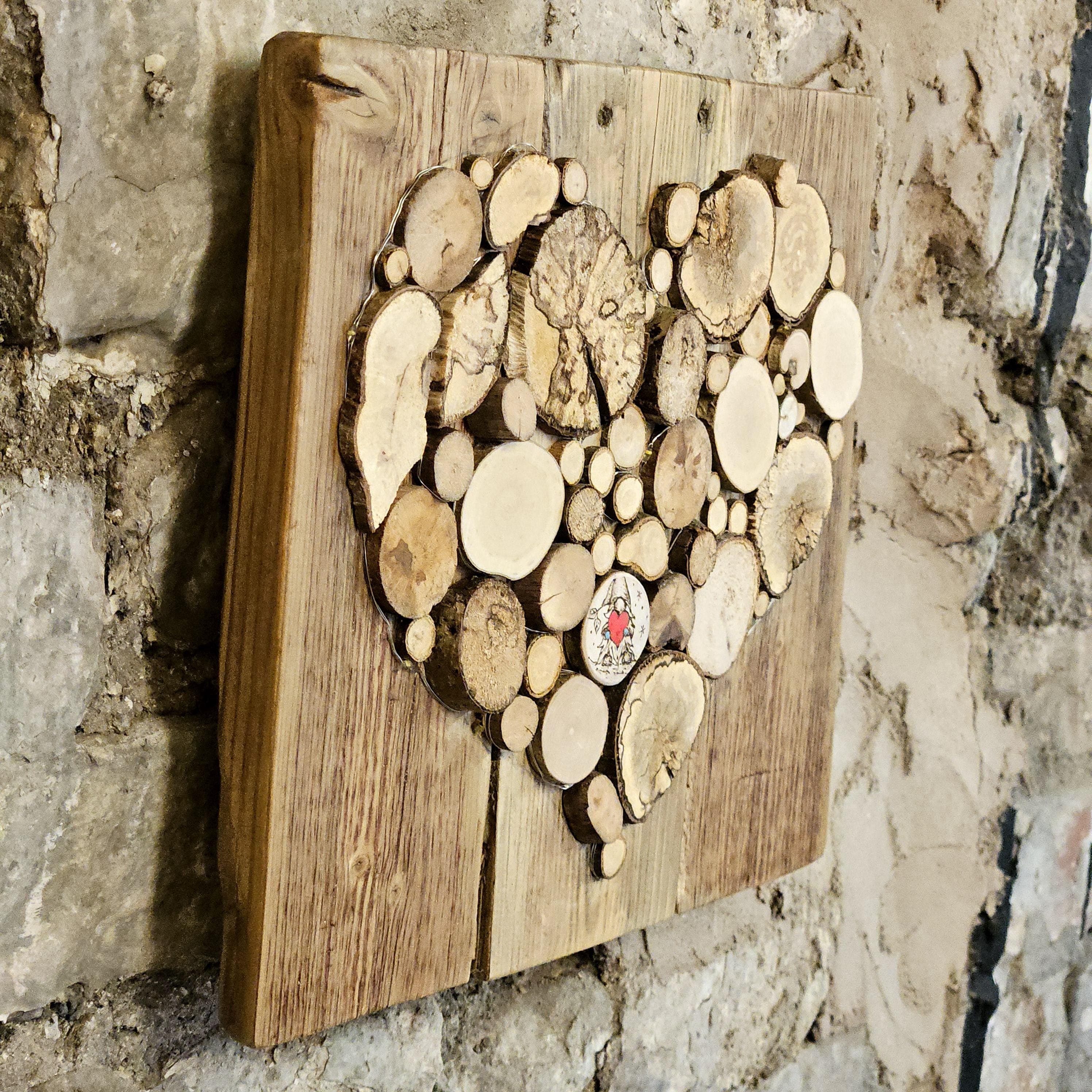 Wooden Wall Art wood decor featuring Pyrography Detail and Heart Design, Rustic Wall Art, Wood Decor, Mother's Day Gift
