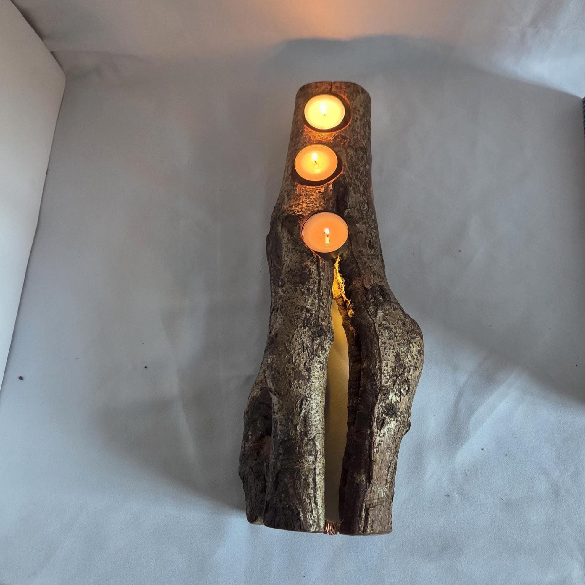 Natural Forked Wood Candle Centrepiece |  Rustic Earthy Decor by Bough & Burrow