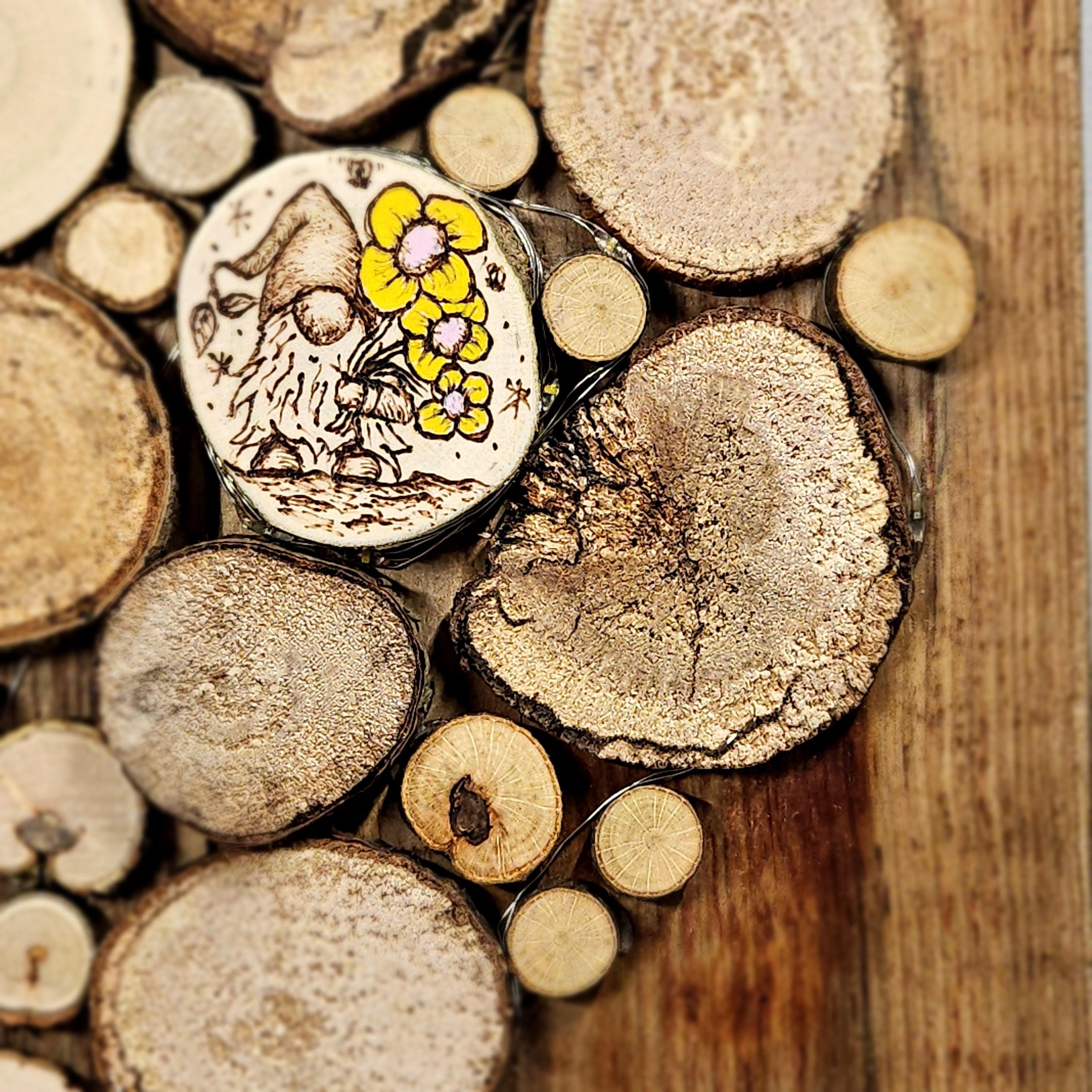 Wooden Wall Art wood decor featuring Heart Design and Pyrography Gonk & Flowers Detail, Rustic Wall Art, Wood Decor, Mother's Day Gift