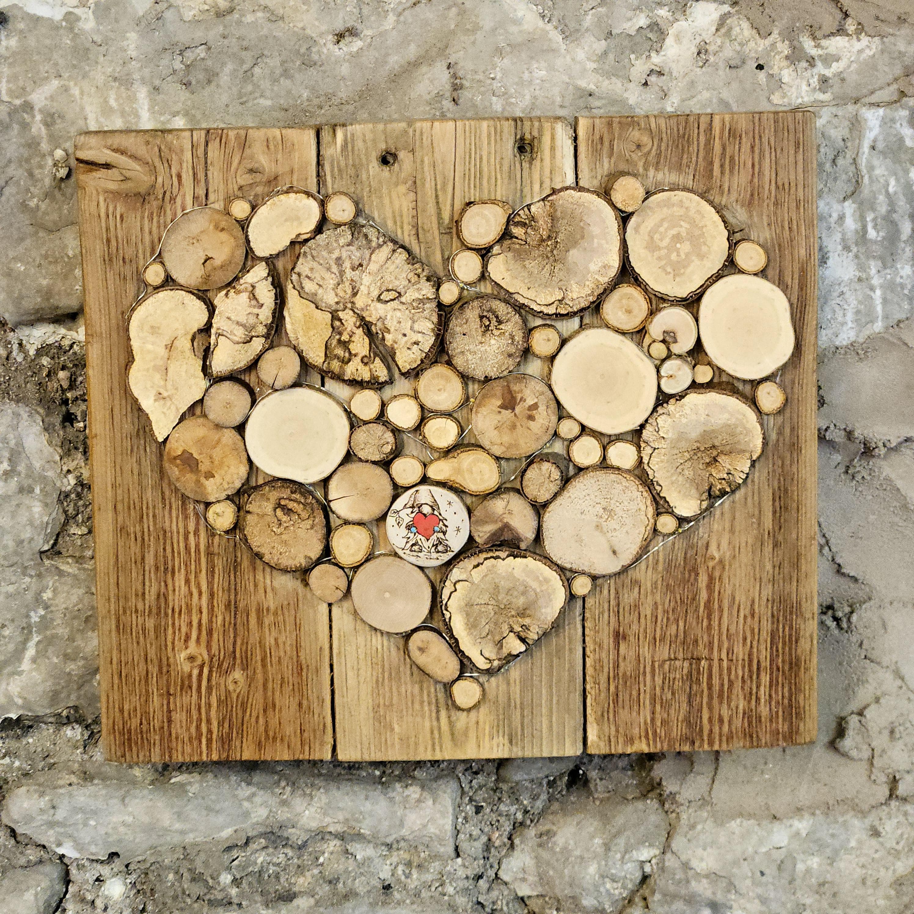 Wooden Wall Art wood decor featuring Pyrography Detail and Heart Design, Rustic Wall Art, Wood Decor, Mother's Day Gift