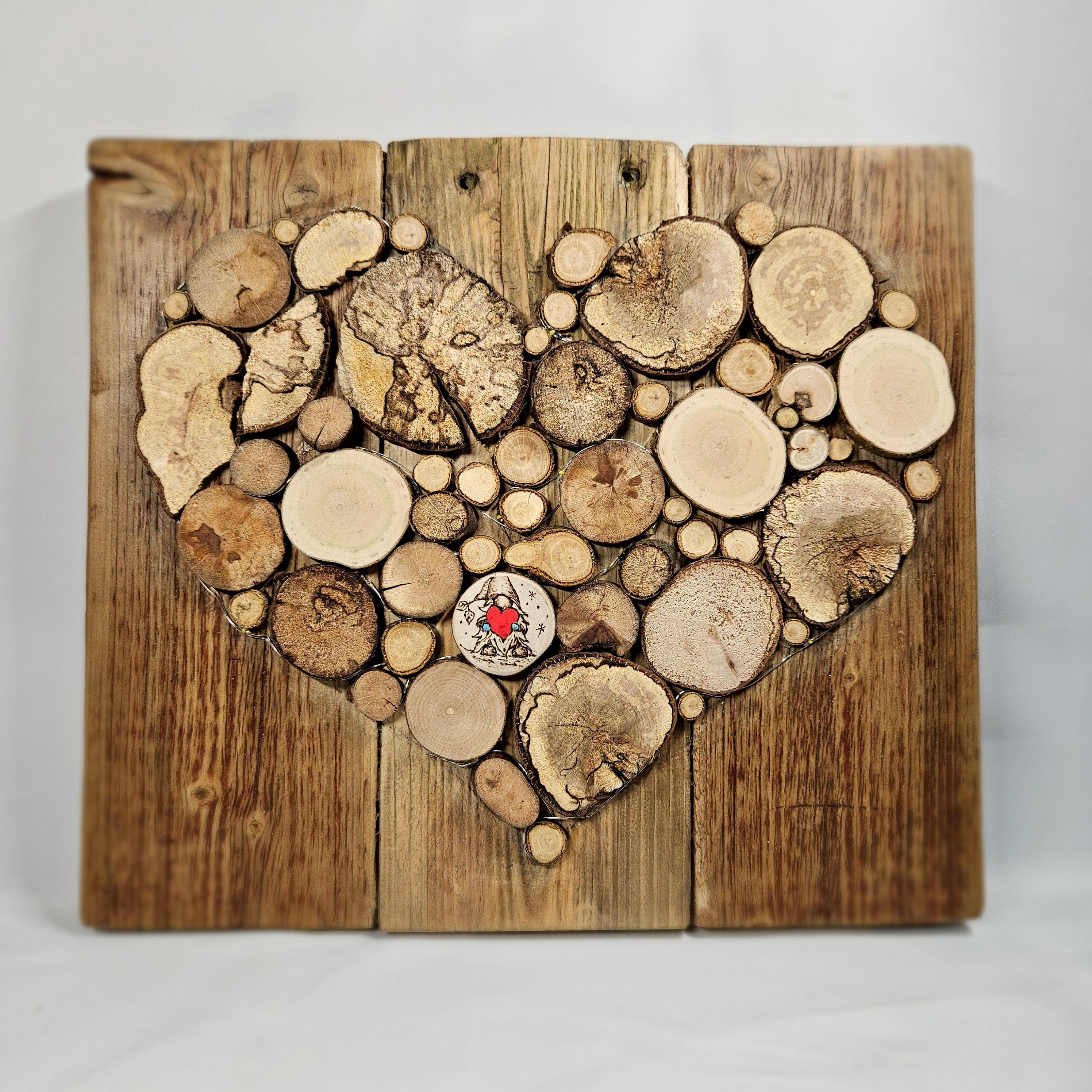 Wooden Wall Art wood decor featuring Pyrography Detail and Heart Design, Rustic Wall Art, Wood Decor, Mother's Day Gift