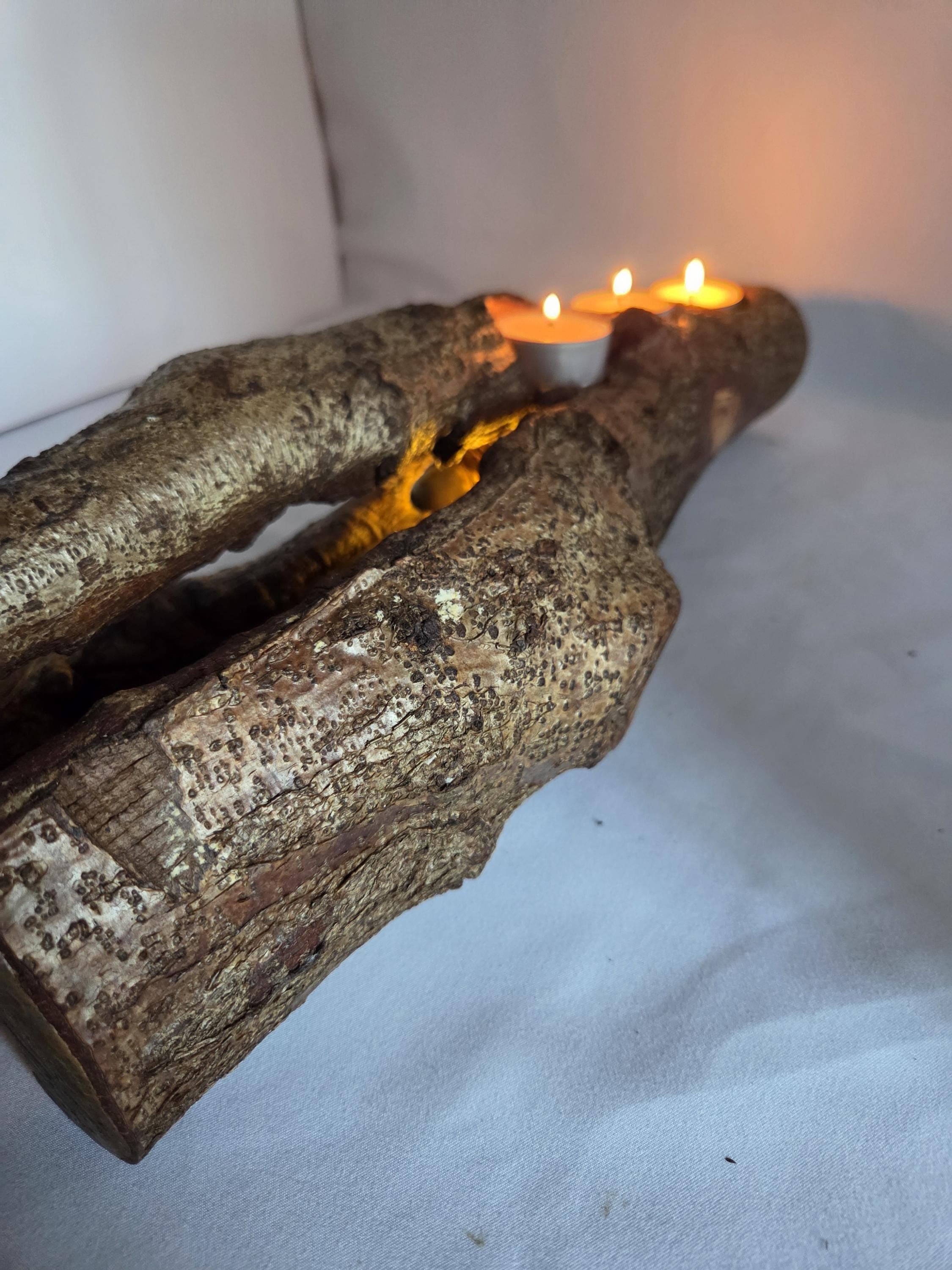 Natural Forked Wood Candle Centrepiece |  Rustic Earthy Decor by Bough & Burrow