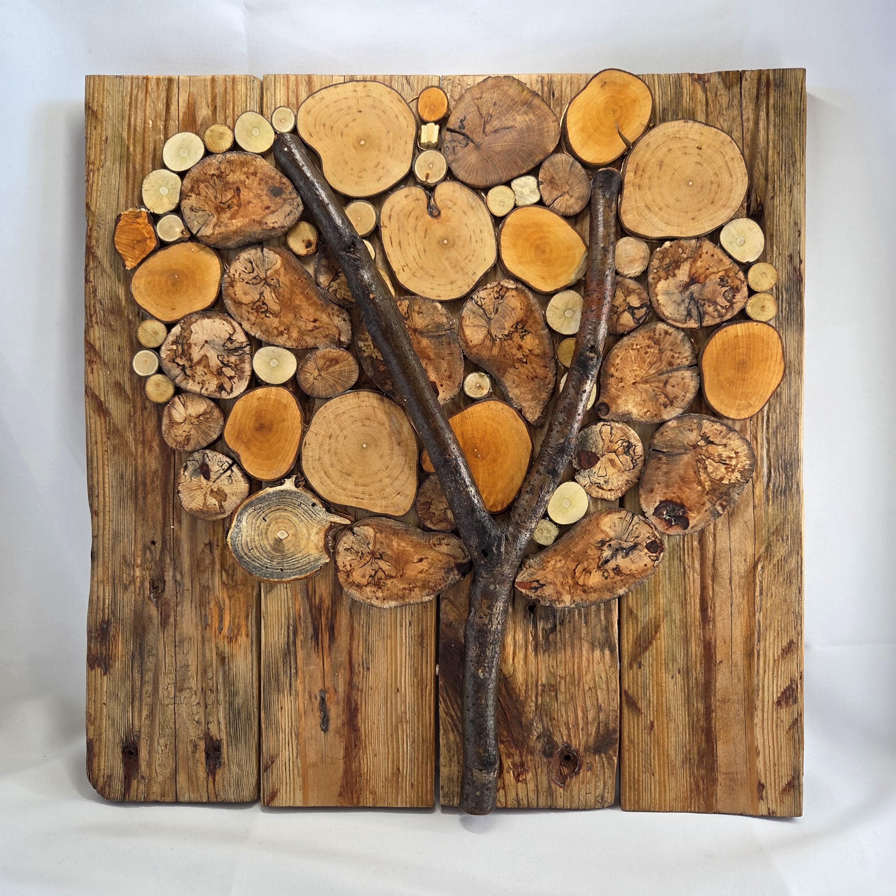 Log Wall Art, Handmade from Reclaimed Timber | Eco-Friendly Decor with Fairy Lights | Bough & Burrow