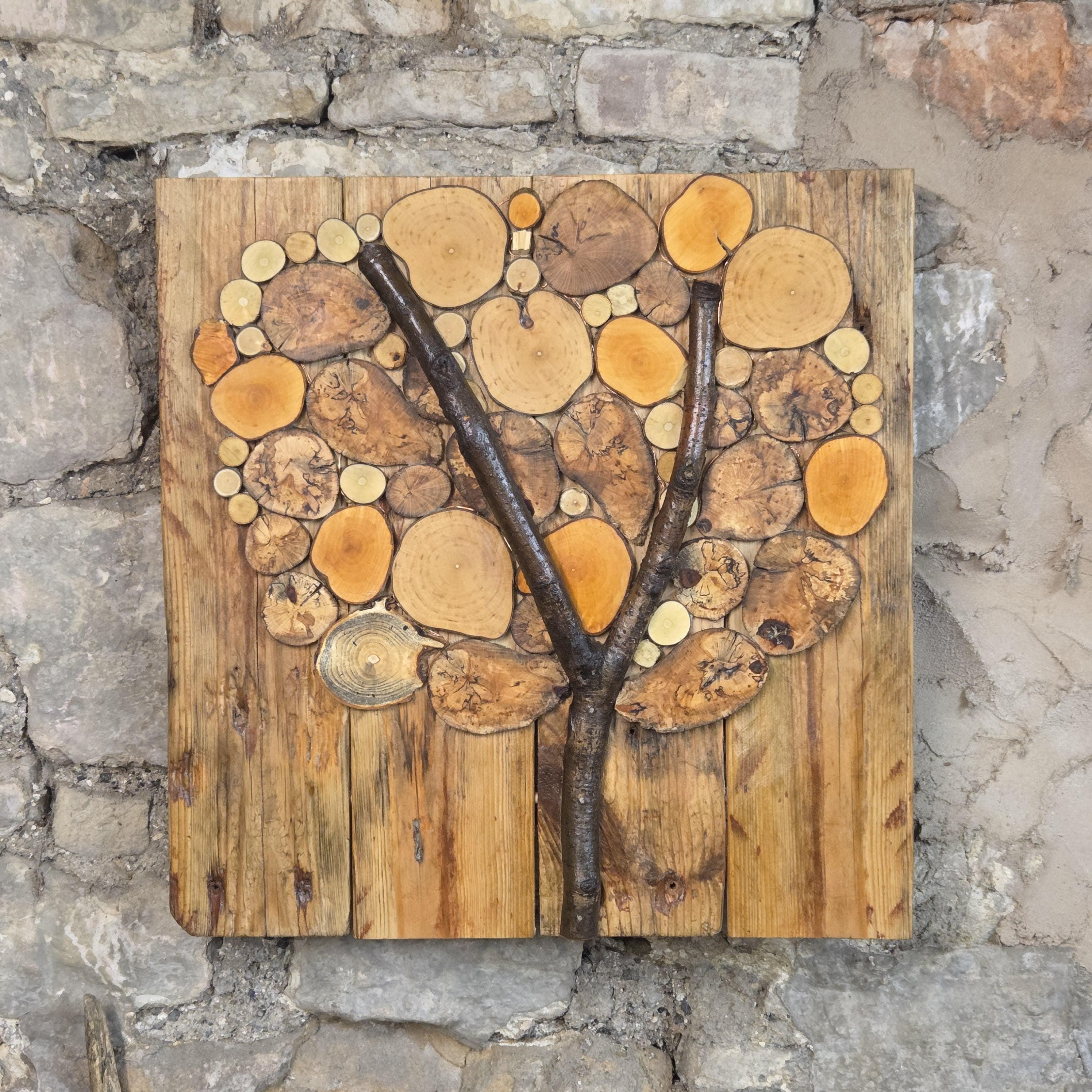 Log Wall Art, Handmade from Reclaimed Timber | Eco-Friendly Decor with Fairy Lights | Bough & Burrow
