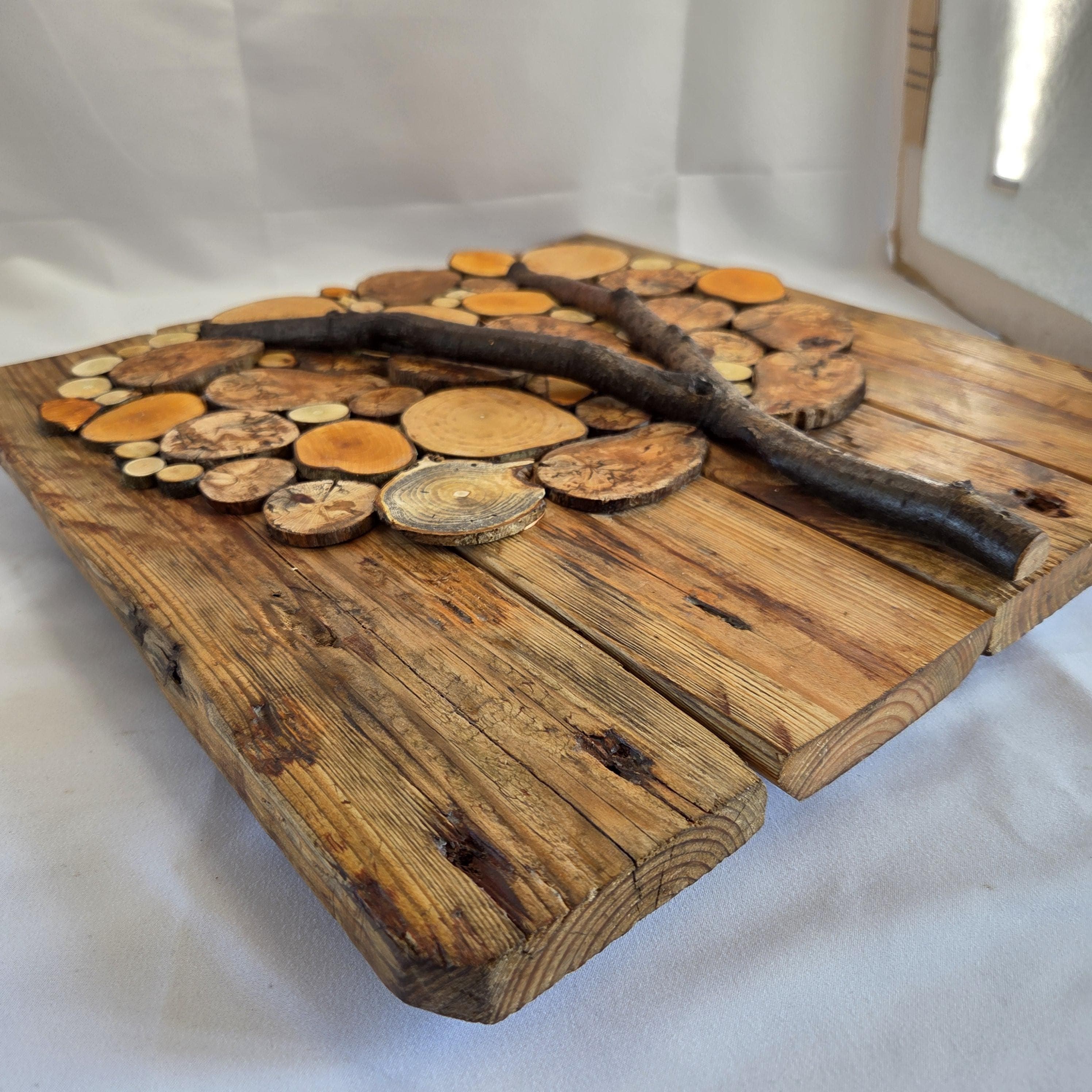 Log Wall Art, Handmade from Reclaimed Timber | Eco-Friendly Decor with Fairy Lights | Bough & Burrow