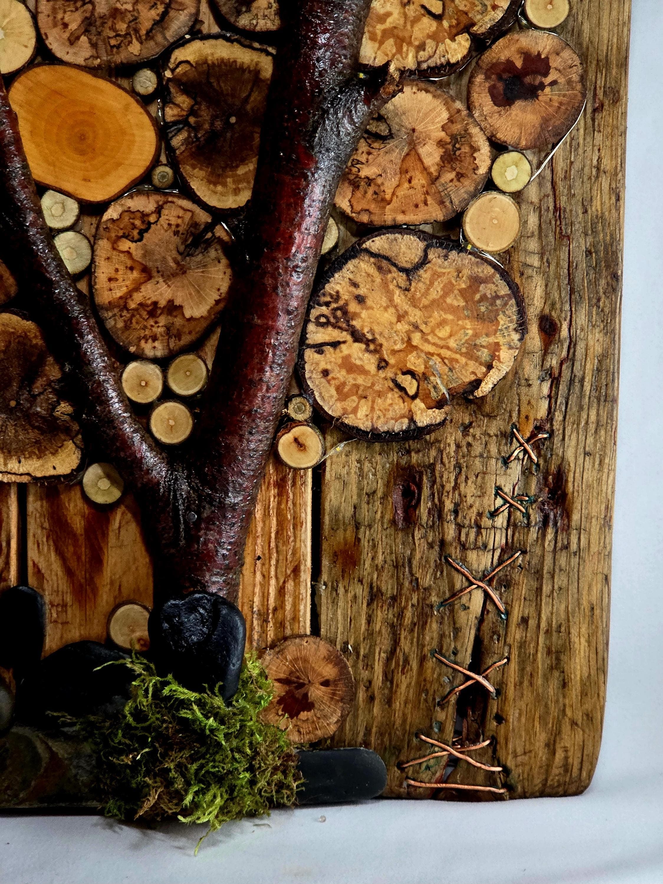Handmade Log Wall Art | Kintsugi Inspired Wall Art | Eco-Friendly Decor with Fairy Lights | Bough & Burrow