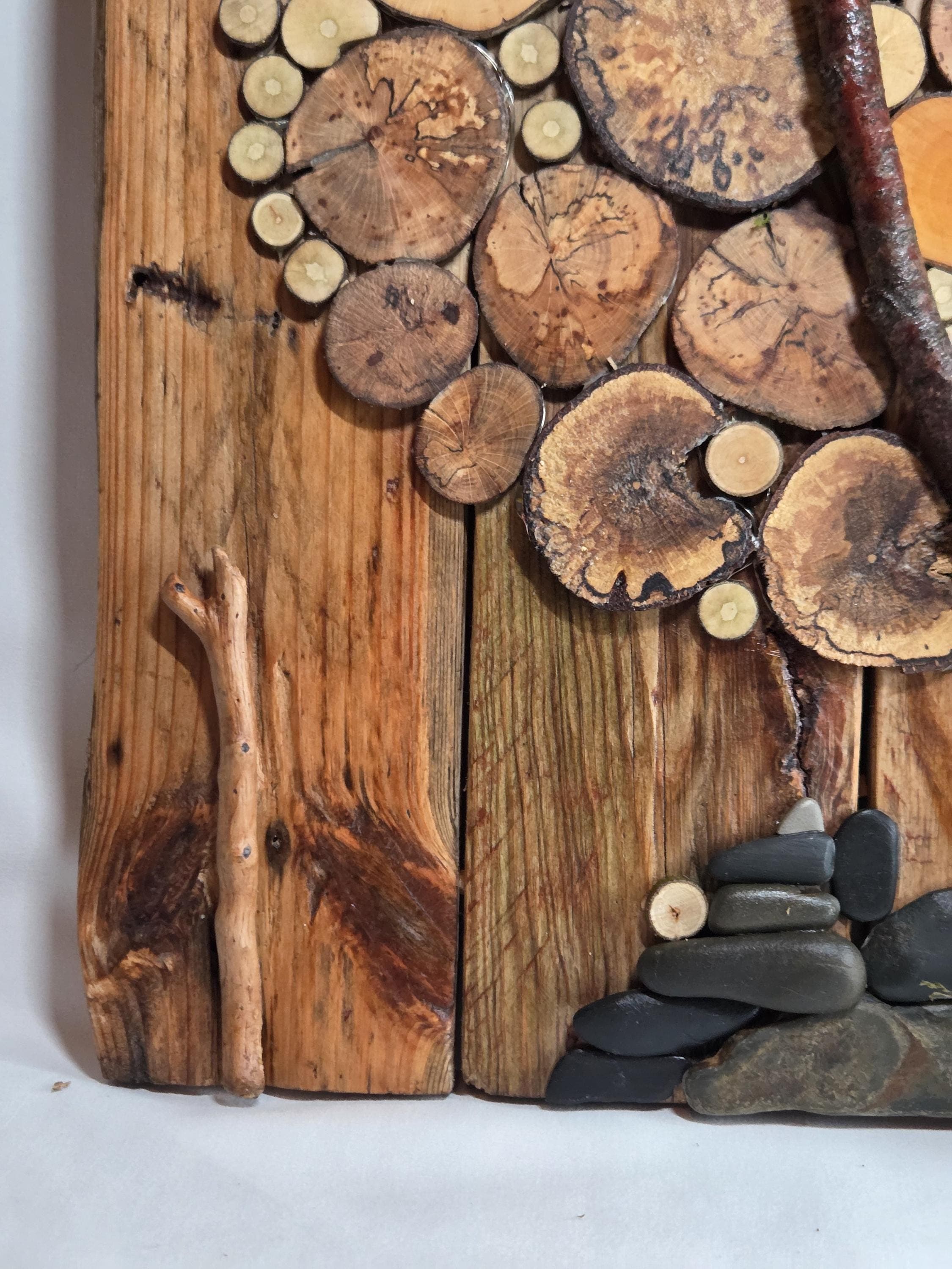 Handmade Log Wall Art | Kintsugi Inspired Wall Art | Eco-Friendly Decor with Fairy Lights | Bough & Burrow
