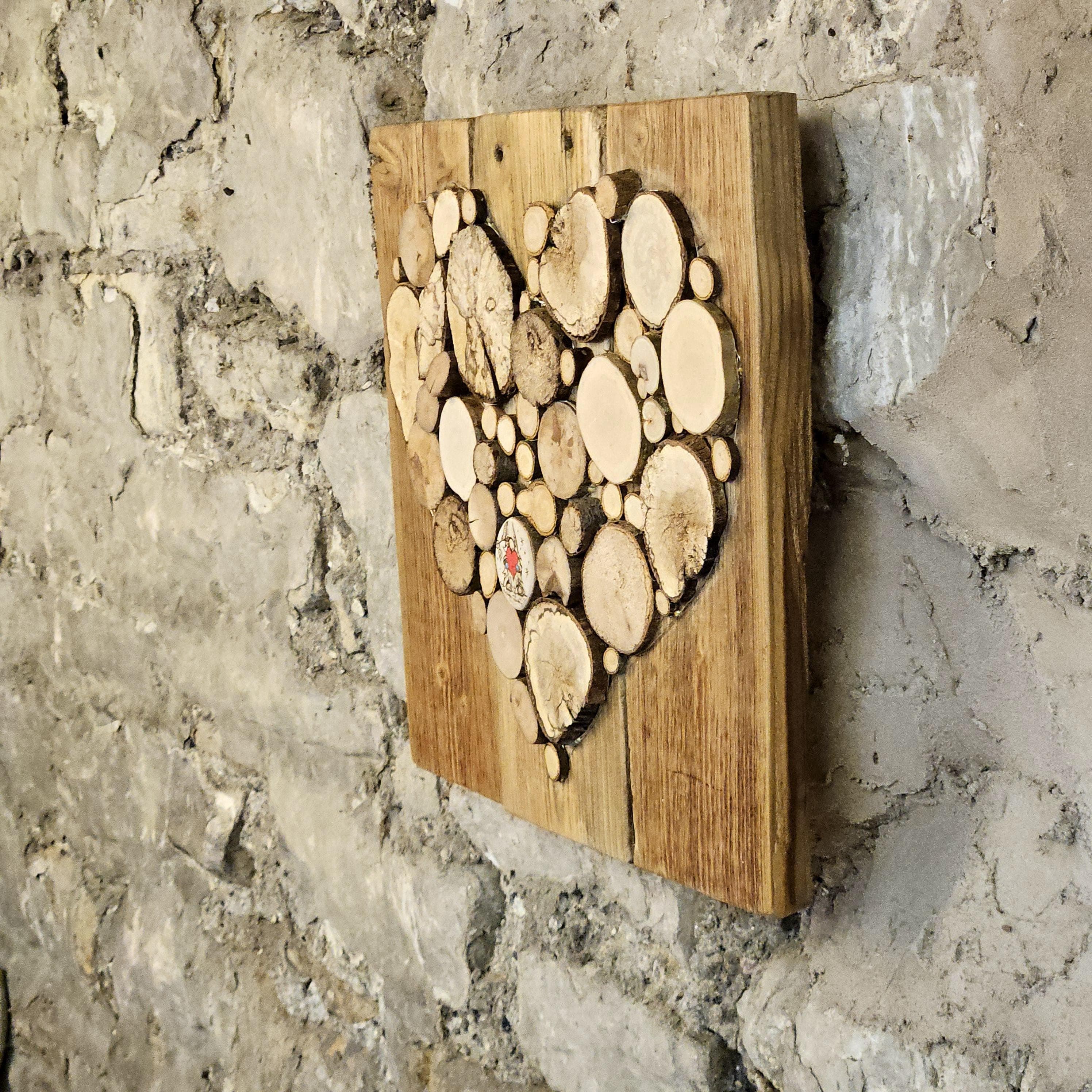 Wooden Wall Art wood decor featuring Pyrography Detail and Heart Design, Rustic Wall Art, Wood Decor, Mother's Day Gift