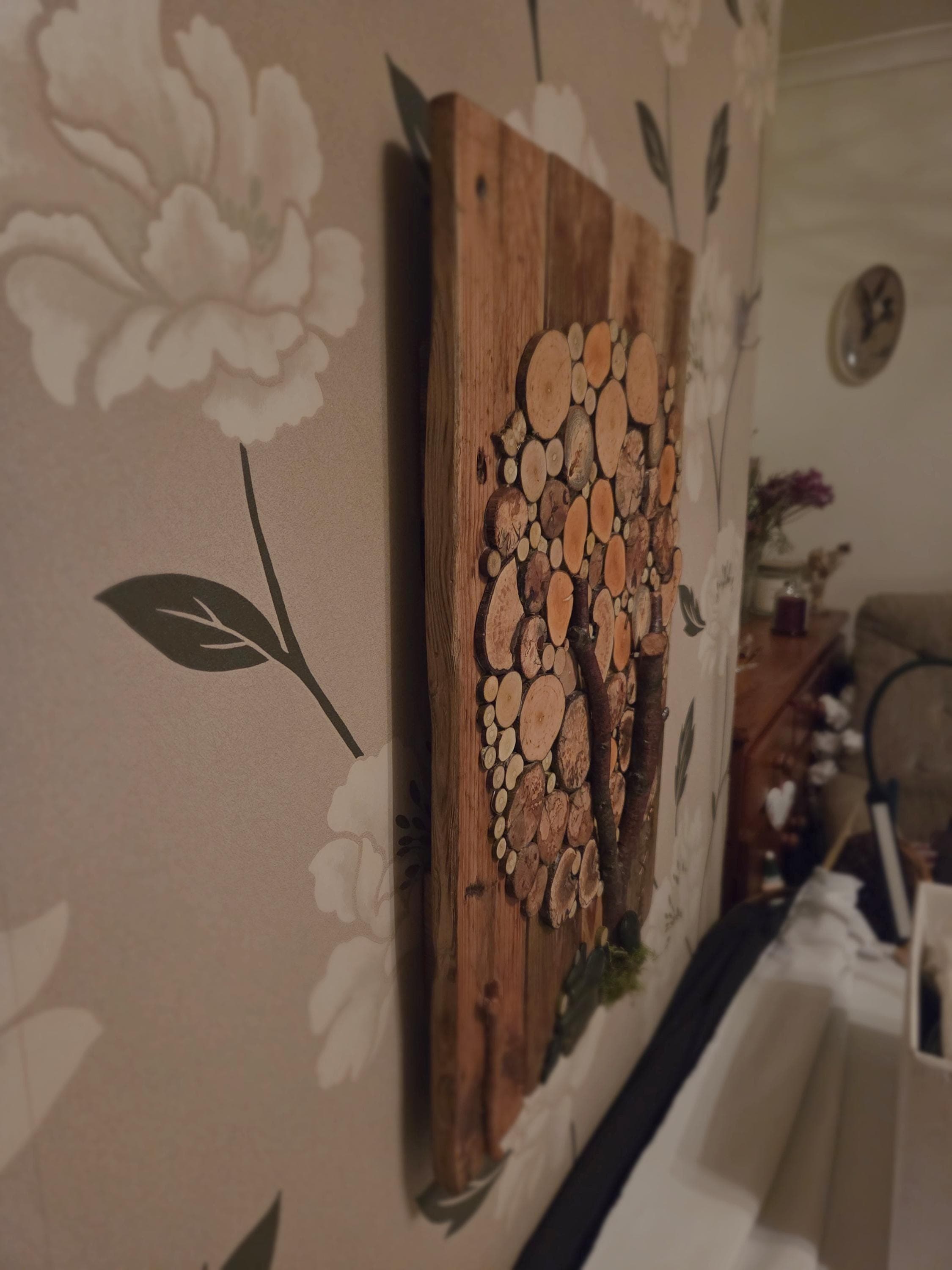 Handmade Log Wall Art | Kintsugi Inspired Wall Art | Eco-Friendly Decor with Fairy Lights | Bough & Burrow