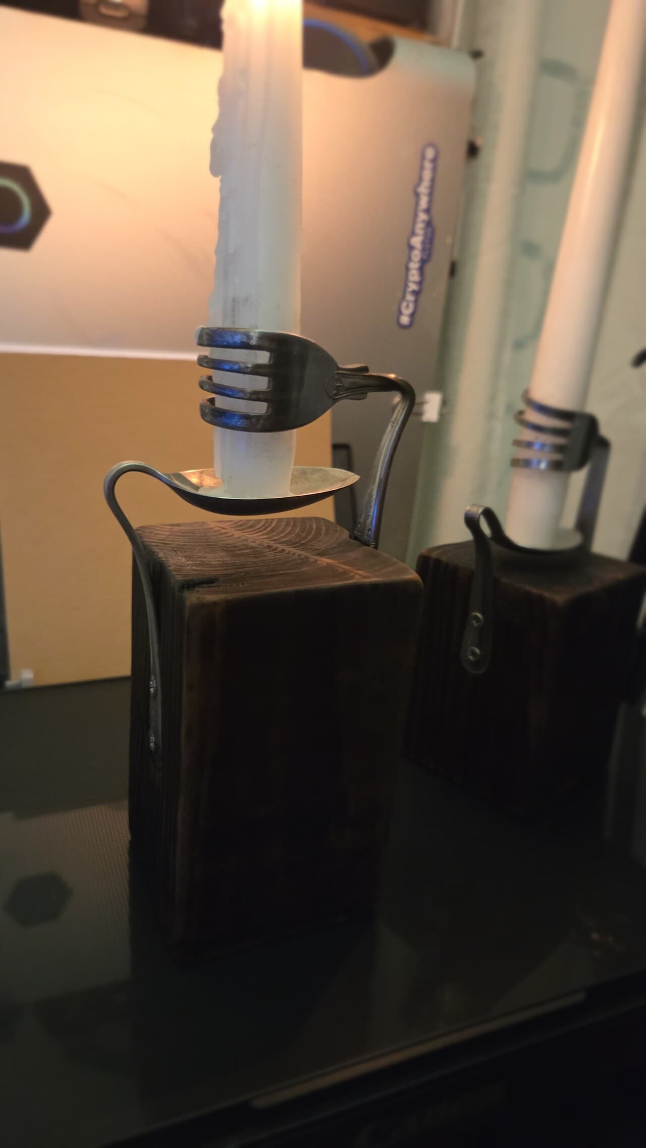 Fork and Spoon Candle Holder, made in Wotton-under-Edge, Gloucestershire, by Bough & Burrow - View 4