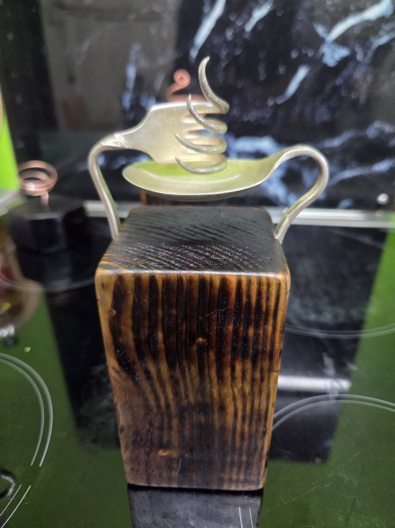 Vintage Fork and Spoon Candle Holder, made in Wotton-under-Edge, Gloucestershire, by Bough & Burrow - Main image