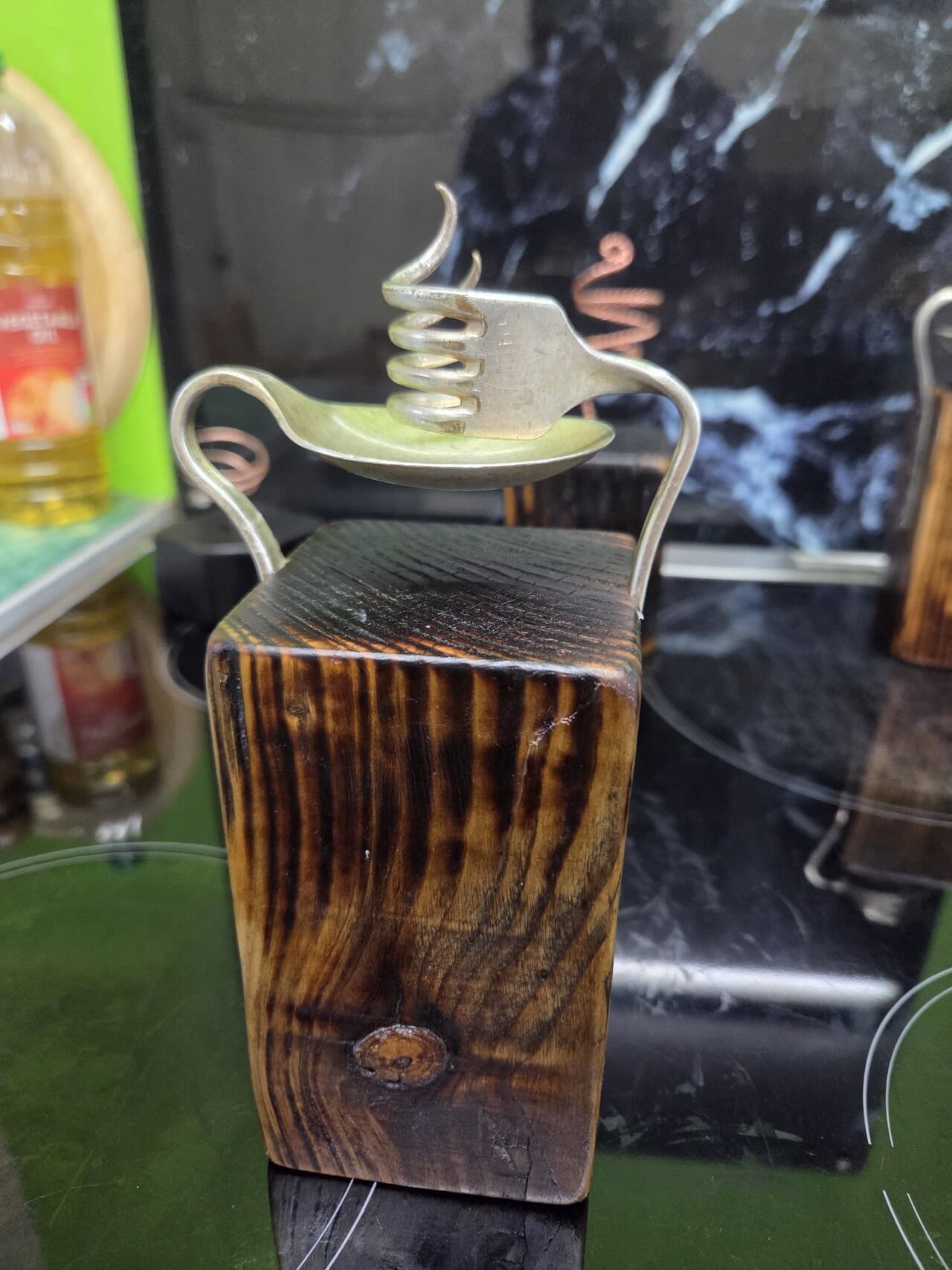 Vintage Fork and Spoon Candle Holder, made in Wotton-under-Edge, Gloucestershire, by Bough & Burrow - View 3