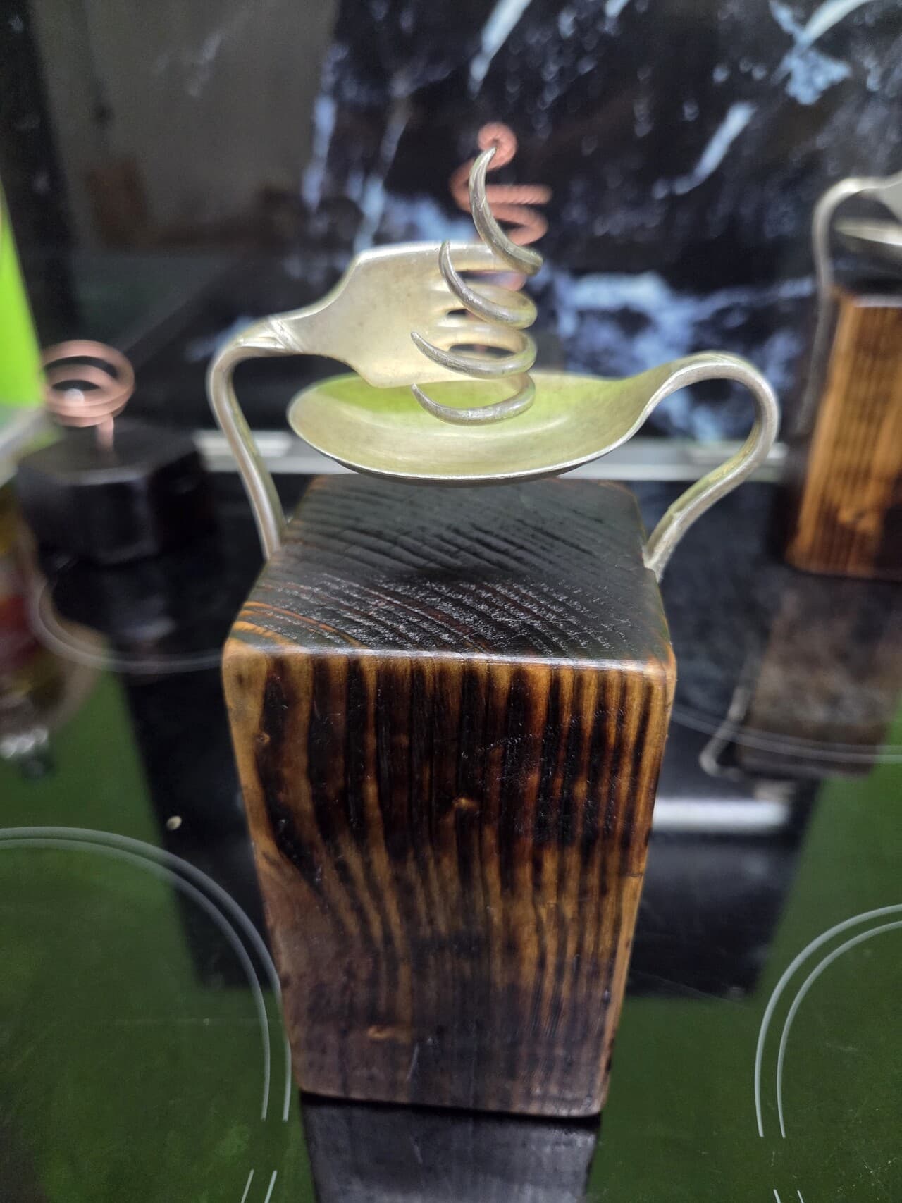 Vintage Fork and Spoon Candle Holder, made in Wotton-under-Edge, Gloucestershire, by Bough & Burrow - View 6