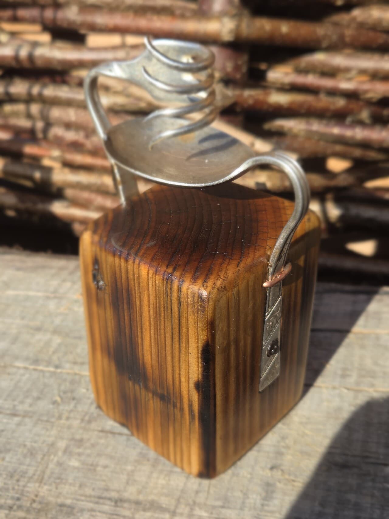 Vintage Fork & Spoon Candle Holder | CH-005, Copper Wire, made in Wotton-under-Edge, Gloucestershire, by Bough & Burrow