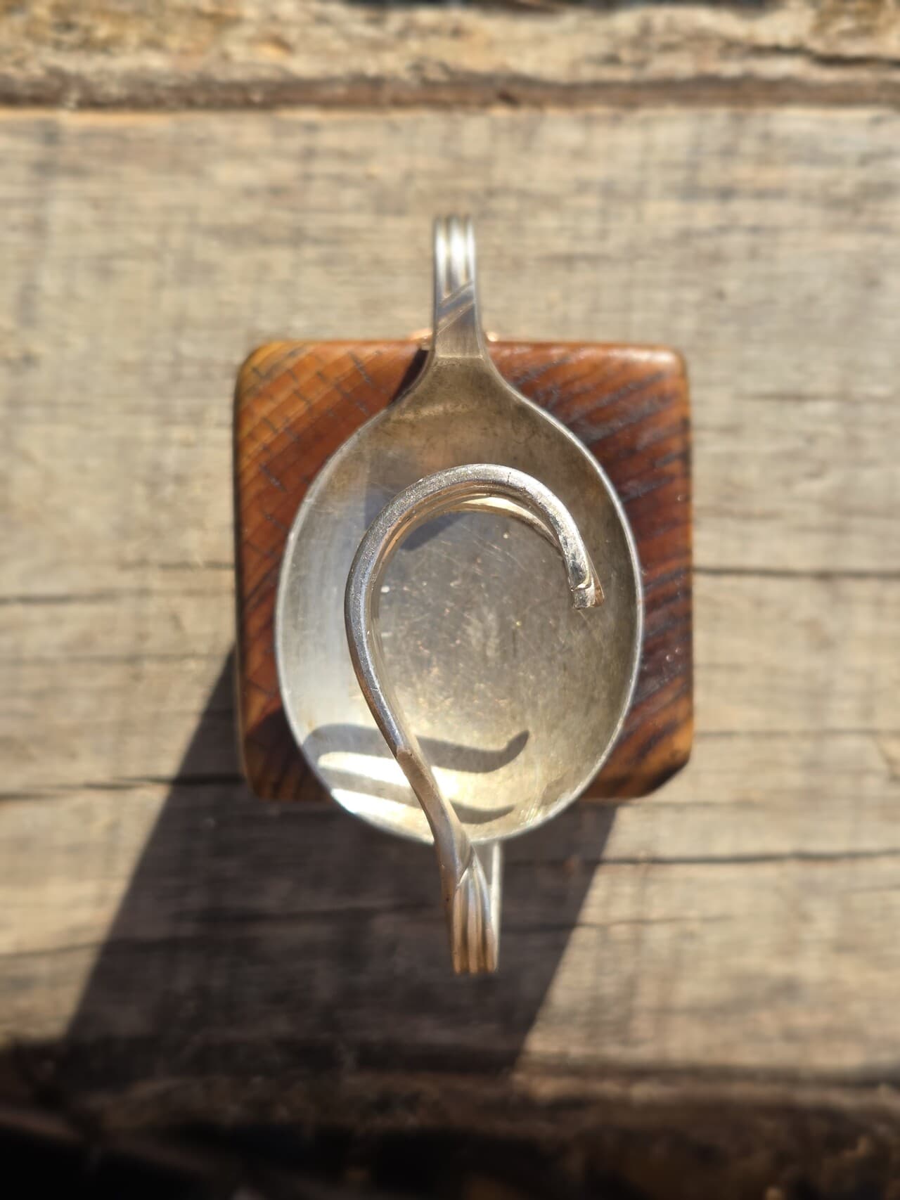 Vintage Fork & Spoon Candle Holder | CH-005, Copper Wire, made in Wotton-under-Edge, Gloucestershire, by Bough & Burrow - Main image