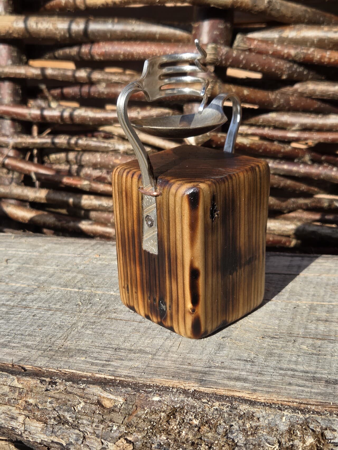 Vintage Fork & Spoon Candle Holder | CH-005, Copper Wire, made in Wotton-under-Edge, Gloucestershire, by Bough & Burrow - View 2