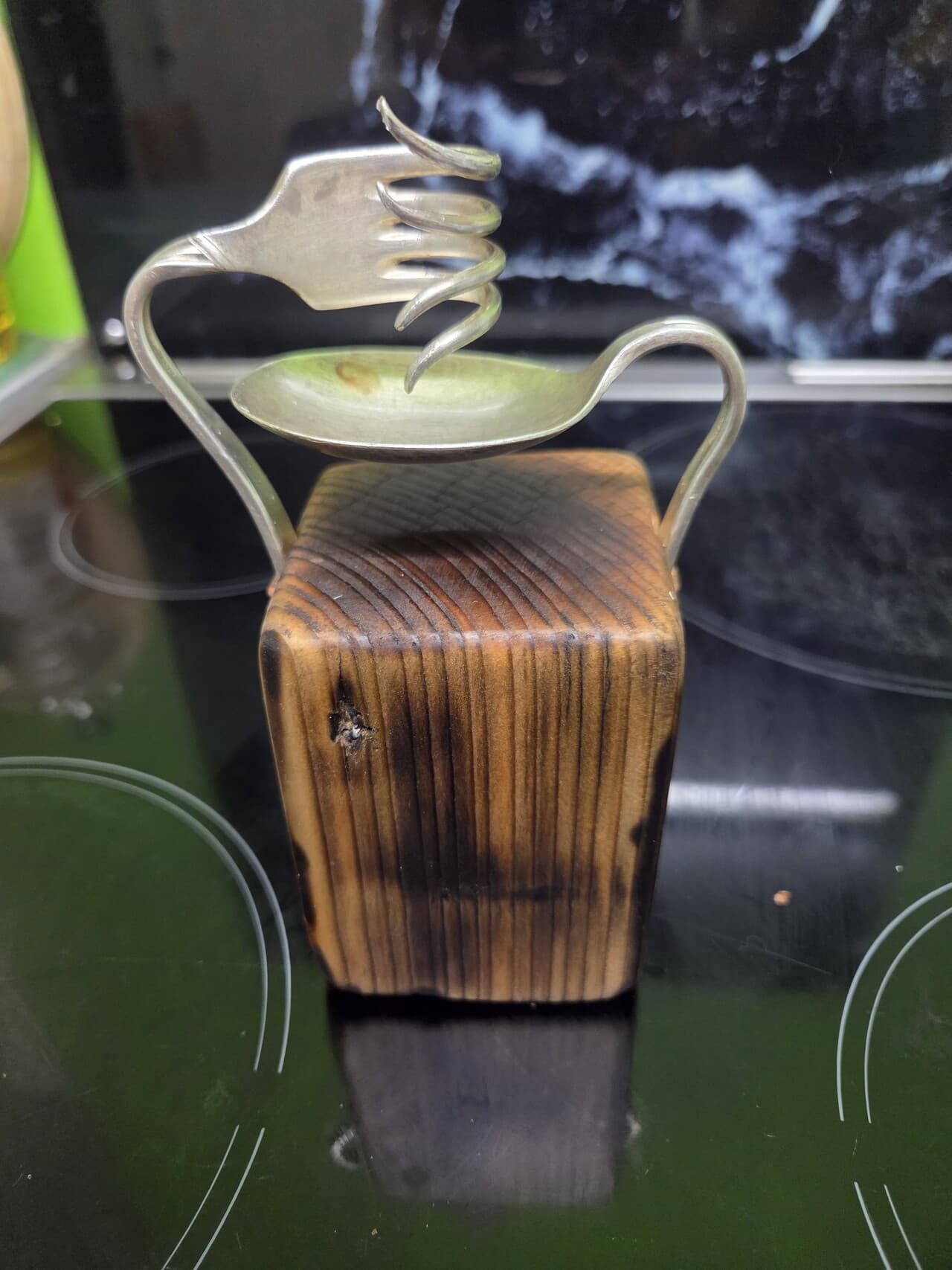 Vintage Fork & Spoon Candle Holder | CH-005, Copper Wire, made in Wotton-under-Edge, Gloucestershire, by Bough & Burrow - View 5