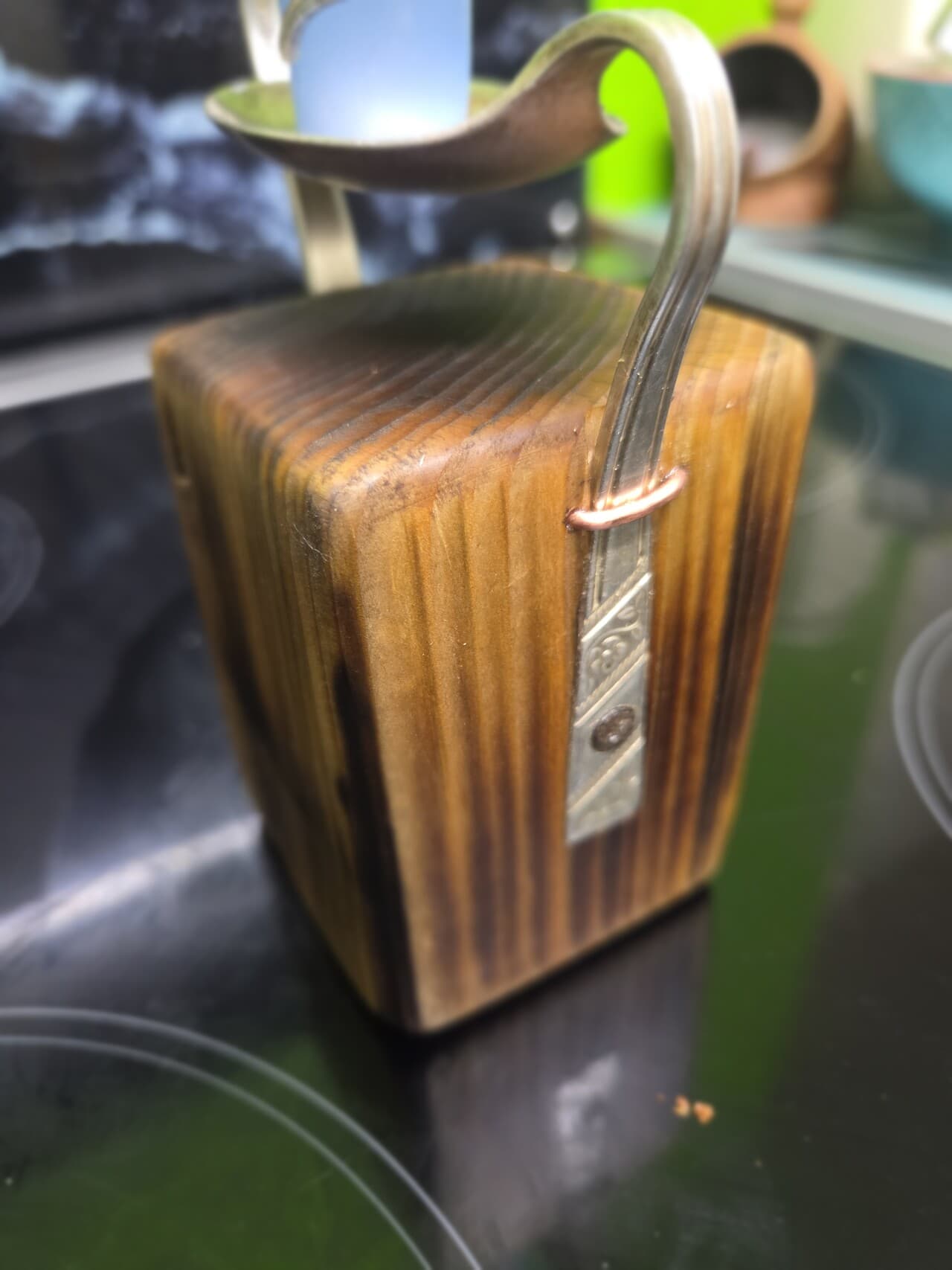 Vintage Fork & Spoon Candle Holder | CH-005, Copper Wire, made in Wotton-under-Edge, Gloucestershire, by Bough & Burrow - View 9
