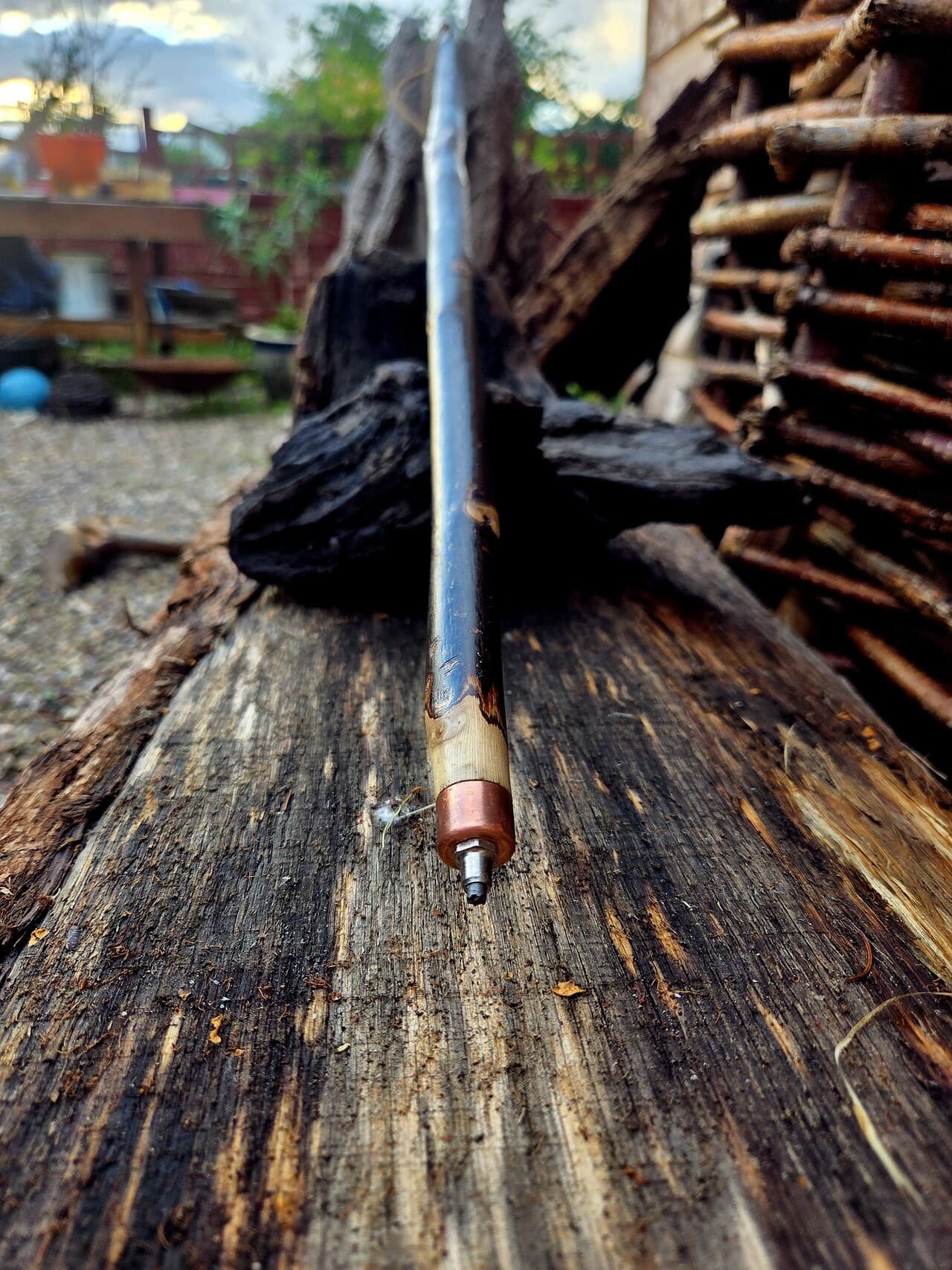 Hiking Stick with Fuchsite Mica Filed Knot | HS-008, Hazel, made in Wotton-under-Edge, Gloucestershire, by Bough & Burrow - View 7