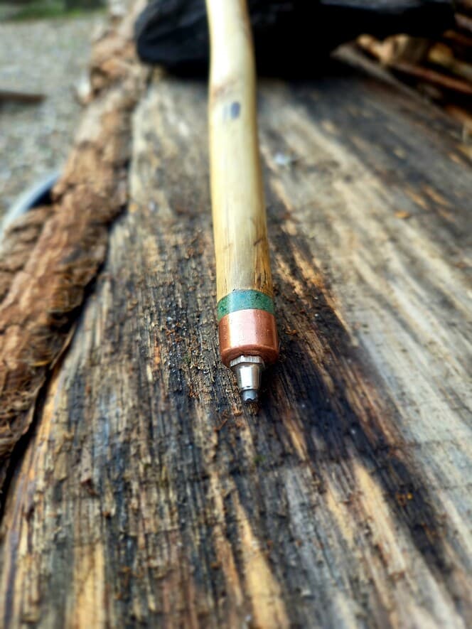 HIking Stick with Fuchsite Mica Resin Band | HS-009, Hazel, made in Wotton-under-Edge, Gloucestershire, by Bough & Burrow - View 9