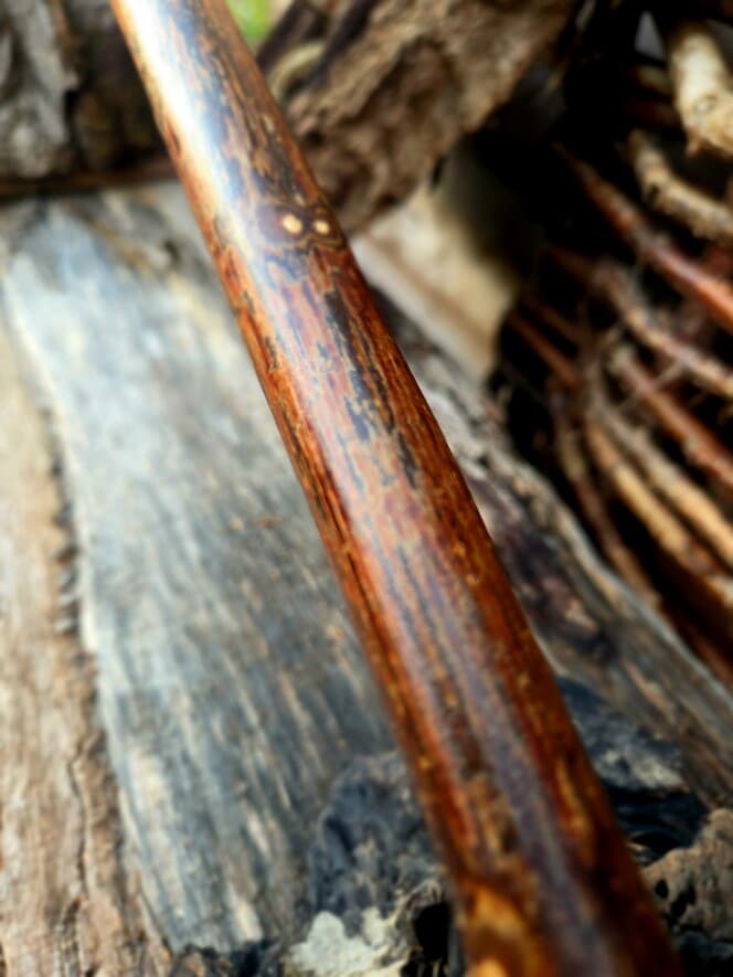 HIking Stick with Fuchsite Mica Resin Band | HS-009, Hazel, made in Wotton-under-Edge, Gloucestershire, by Bough & Burrow - View 8