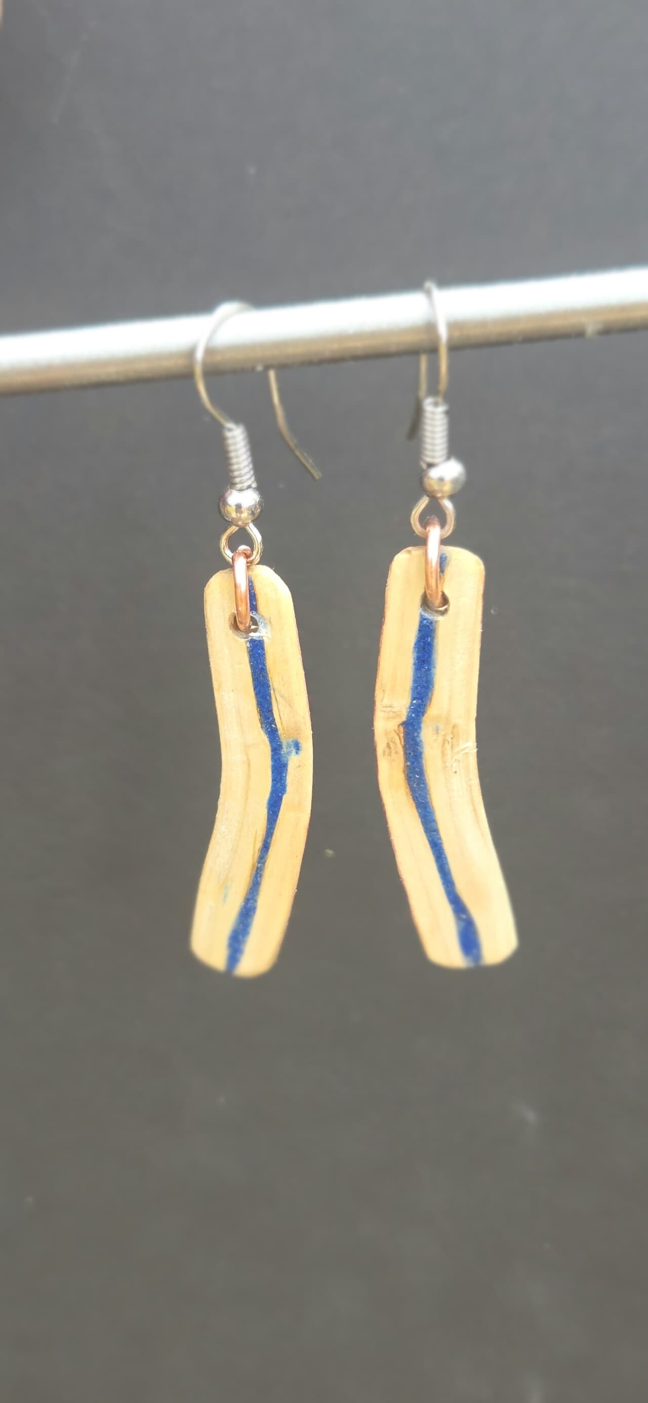 Driftwood and Azurite Drop Earrings, made in Wotton-under-Edge, Gloucestershire, by Bough & Burrow - Main image