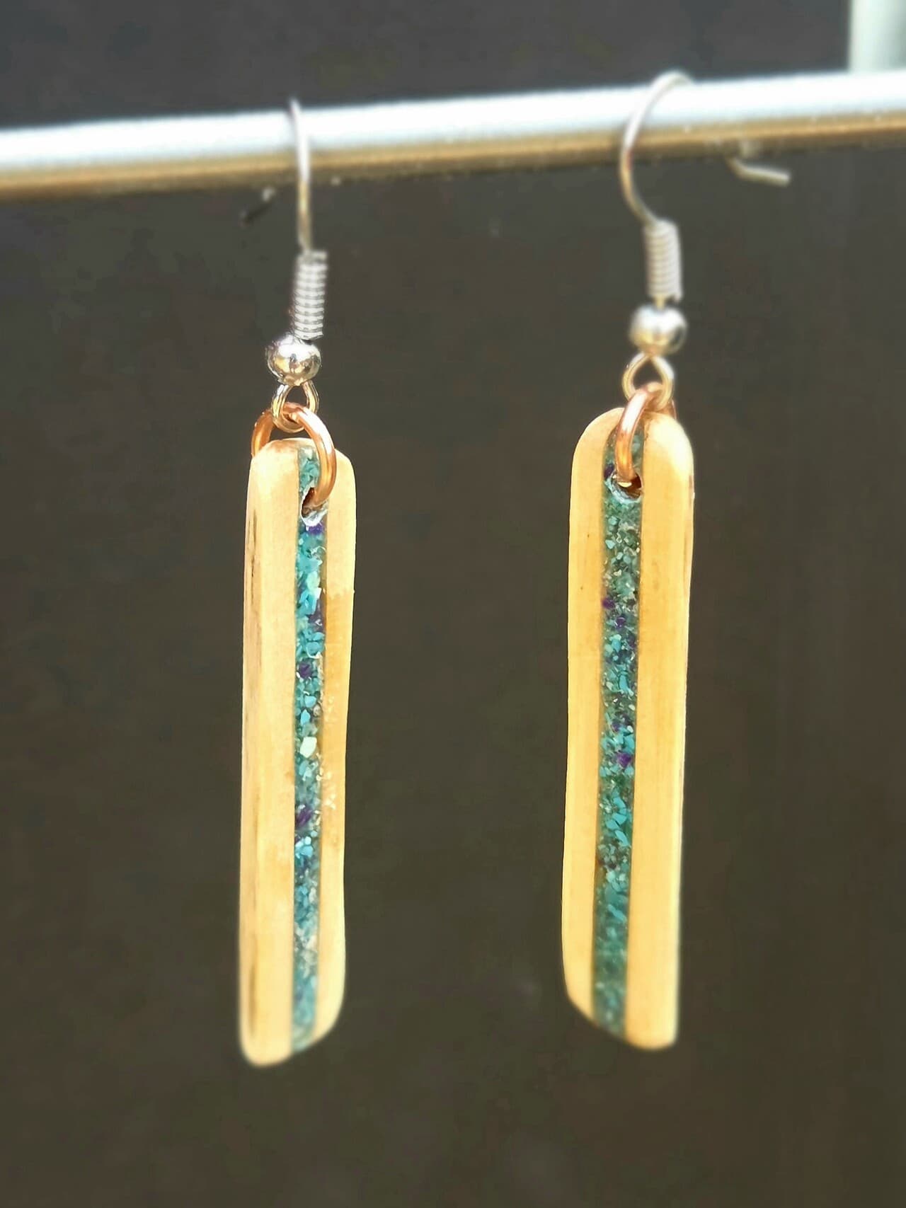 Cornish Driftwood and Turquoise & Sugilite Drop Earrings, made in Wotton-under-Edge, Gloucestershire, by Bough & Burrow - Main image