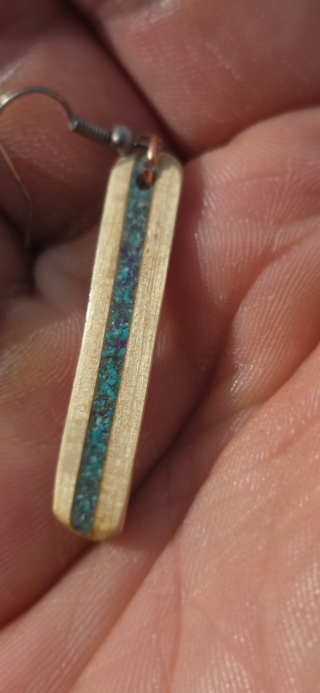 Cornish Driftwood and Turquoise & Sugilite Drop Earrings, made in Wotton-under-Edge, Gloucestershire, by Bough & Burrow - View 3